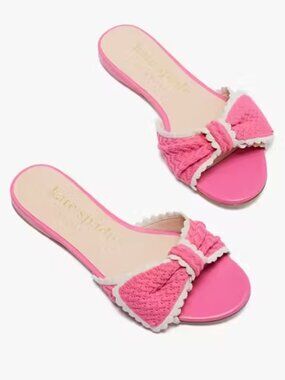 Kate Spade Pink Crochet Slide Sandals NEW